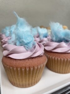 Cotton Candy on top of Cupcakes